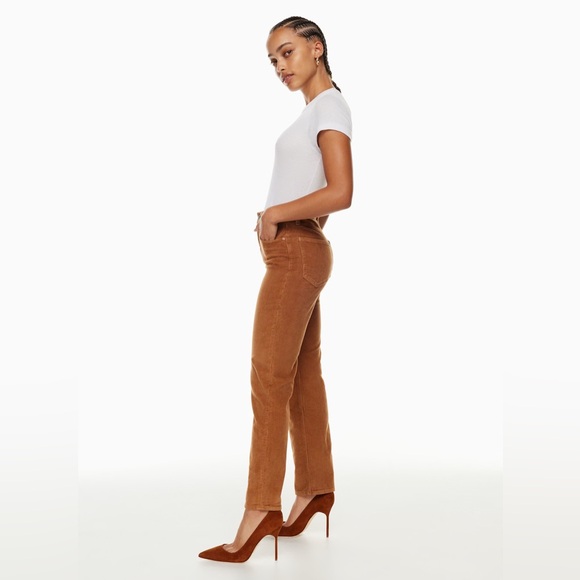 Aritzia Denim Forum The Arlo Hi-rise Straight 28l Corduroy Pants, brown, size 30 - Picture 2 of 13